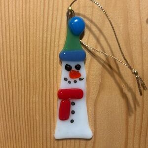Fused glass snowman ornament